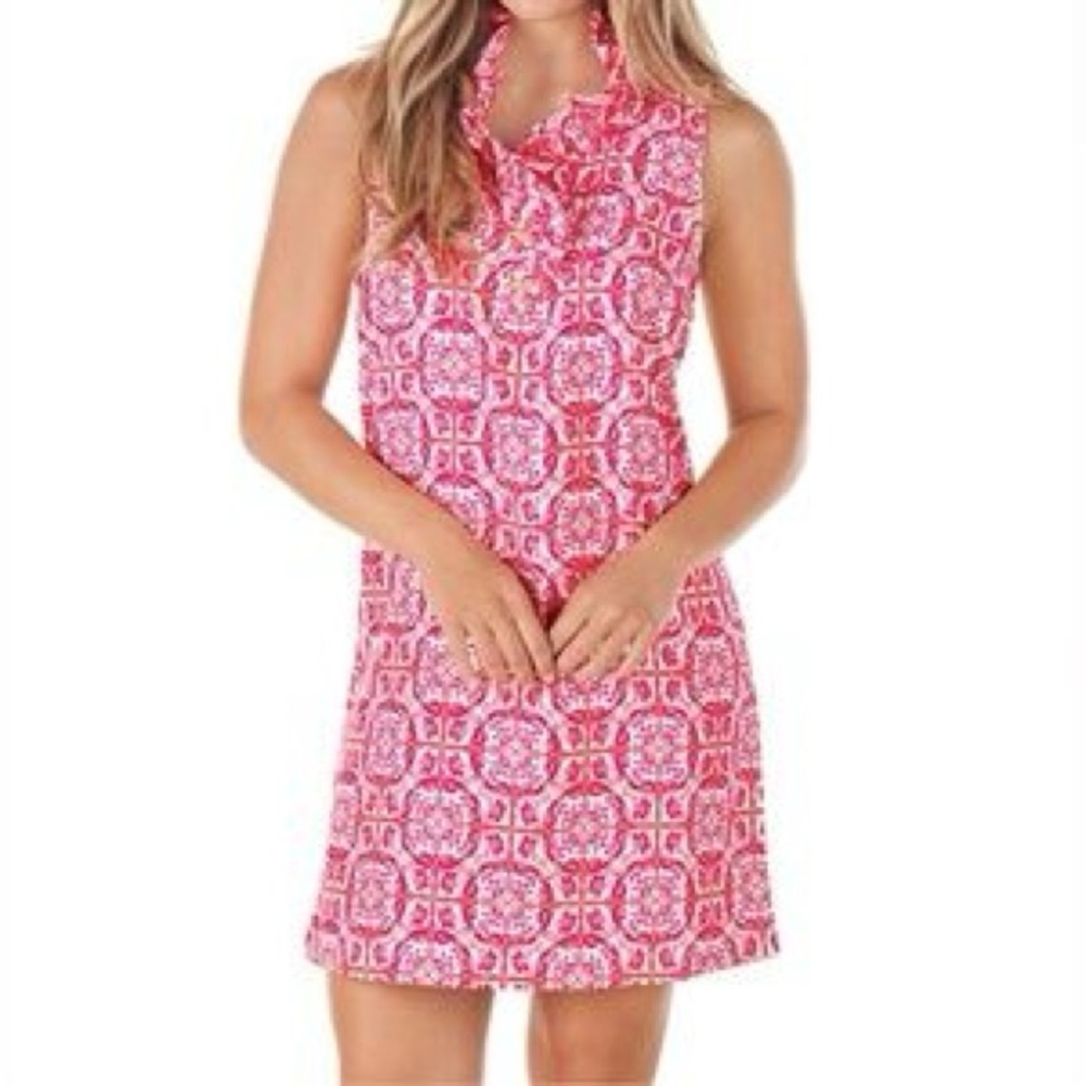 Mud Pie Pink and White Patterned Mini Dress